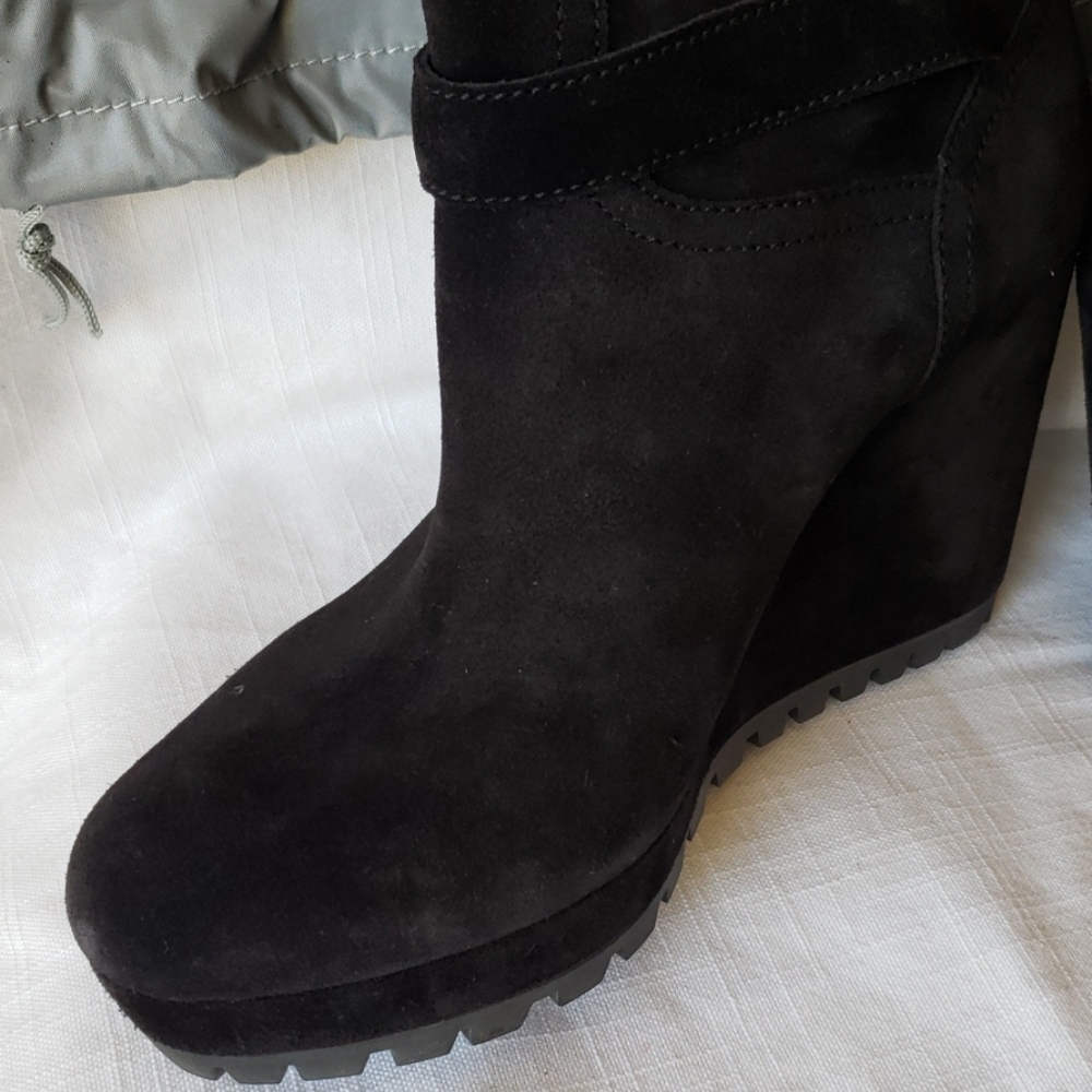 Prada Authentic Suede Black Wedge Boots 39.5EU=9.5 - Picture 6 of 16